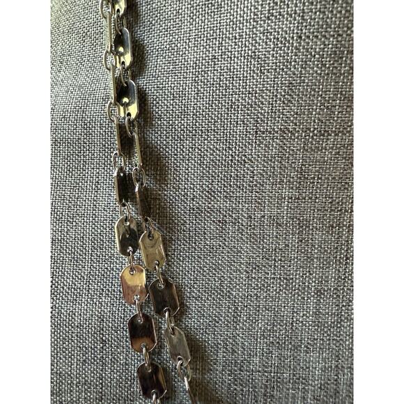 Vintage Chain Link Long Necklace Layered Silver Tone Stackable Old Money Career - Picture 2 of 7